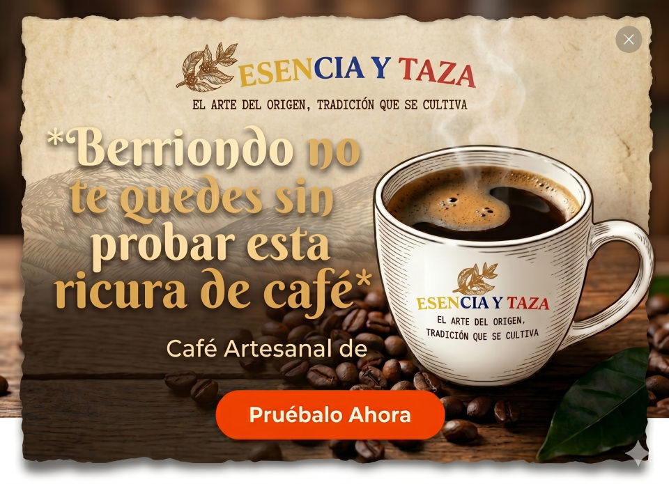 Café artesanal Esencia y Taza — Promoción de bienvenida, café de origen Caicedo Antioquia